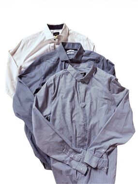 Calvin Klein, H&M, Apt 9 Men's Dress Shirts - White & Blue Variety Pack L Slim